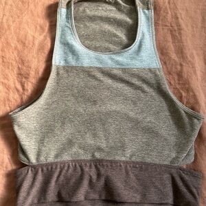 Outdoor Voices gray / brown crop tank with strap detail